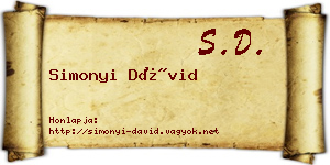 Simonyi Dávid névjegykártya