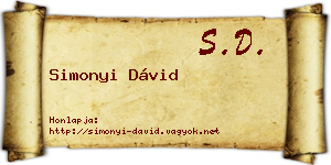 Simonyi Dávid névjegykártya